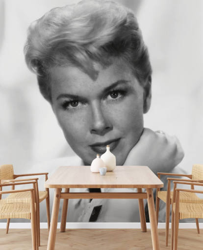 black and white doris day wallpaper mural called Doris Day (The Man Who Knew Too Much)