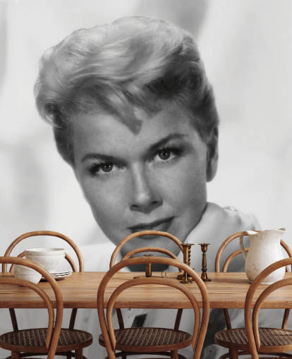 black and white doris day wallpaper mural called Doris Day (The Man Who Knew Too Much)