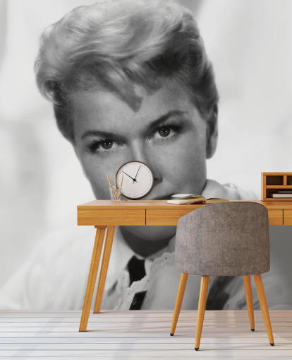 svartvit doris day tapetväggmålning som heter Doris Day (Mannen som visste för mycket)