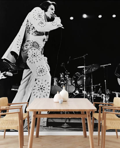 black and white movie wallpaper mural Elvis Presley (Elvis on Tour)