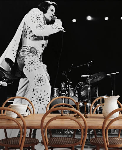 black and white movie wallpaper mural Elvis Presley (Elvis on Tour)