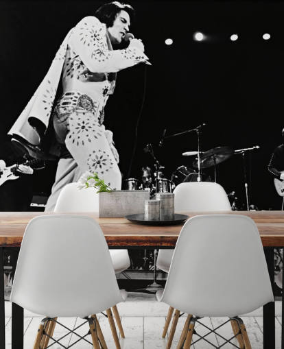 sort/hvid film tapet vægmaleri Elvis Presley (Elvis on Tour)