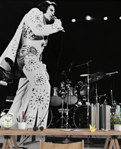 black and white movie wallpaper mural Elvis Presley (Elvis on Tour)