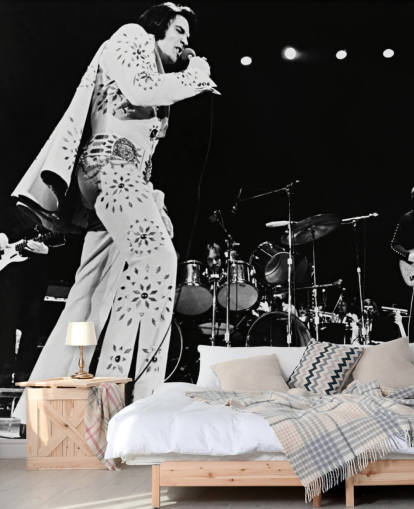 Schwarz-Weiß-Filmtapete Elvis Presley (Elvis on Tour)