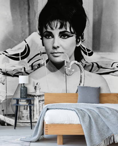 mural de parede de cleópatra em preto e branco chamado Elizabeth Taylor (Cleópatra) mural de parede de cleópatra em preto e branco chamado Elizabeth Taylor (Cleópatra)