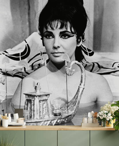 black and white cleopatra wall mural called Elizabeth Taylor (Cleopatra)