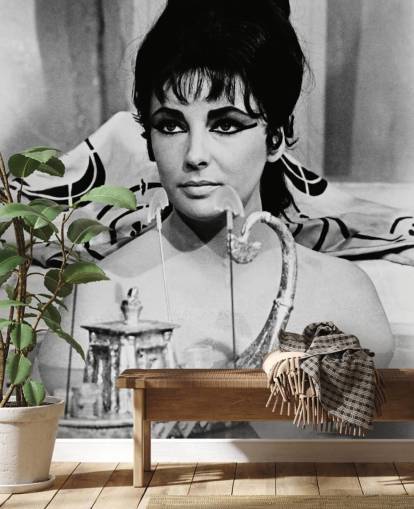 black and white cleopatra wall mural called Elizabeth Taylor (Cleopatra)