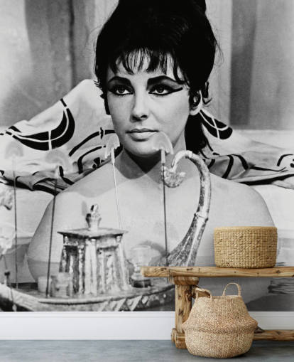 mural de pared de cleopatra en blanco y negro llamado Elizabeth Taylor (Cleopatra)