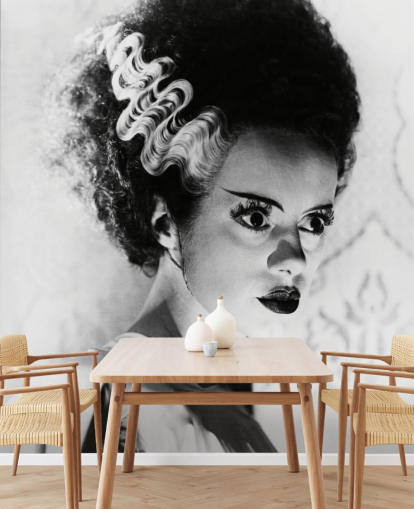 papier peint noir et blanc de la mariée de Frankenstein appelé Elsa Lanchester (La Fiancée de Frankenstein) pour les chambres et les bureaux