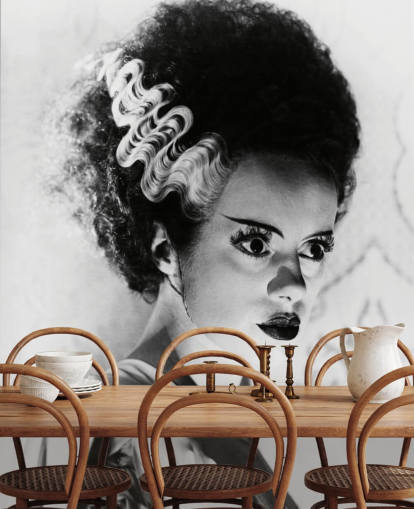 mustavalkoinen frankensteinin morsian taustakuva nimeltä Elsa Lanchester (Frankensteinin morsian) makuuhuoneisiin ja toimistoihin