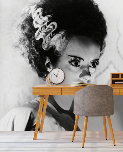 papier peint noir et blanc de la mariée de Frankenstein appelé Elsa Lanchester (La Fiancée de Frankenstein) pour les chambres et les bureaux