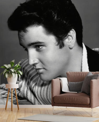 schwarz-weißes Elvis-Wandbild namens Elvis Presley (Jailhouse Rock) schwarz-weißes Elvis-Wandbild namens Elvis Presley (Jailhouse Rock)