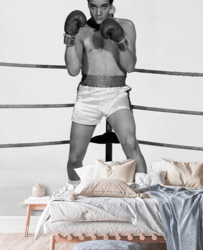mural de papel de parede de filme em preto e branco chamado Elvis Presley (Kid Galahad) II para residências e empresas