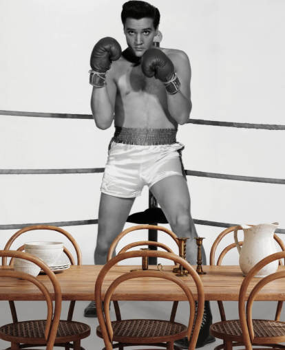 black and white movie wallpaper mural called Elvis Presley (Kid Galahad) II for homes and businesses