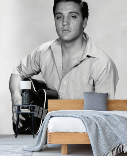 schwarz-weißes Rock'n'Roll-Tapeten-Wandbild namens Elvis Presley (Kid Galahad) schwarz-weißes Rock'n'Roll-Tapeten-Wandbild namens Elvis Presley (Kid Galahad)