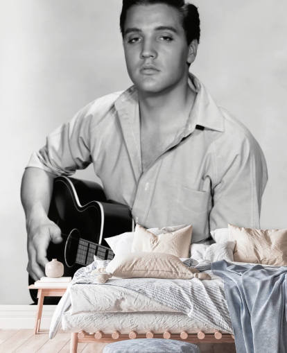 black and white rock and roll wallpaper mural called Elvis Presley (Kid Galahad)