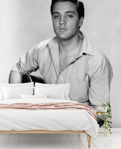 mural de papel de parede de rock and roll preto e branco chamado Elvis Presley (Kid Galahad)