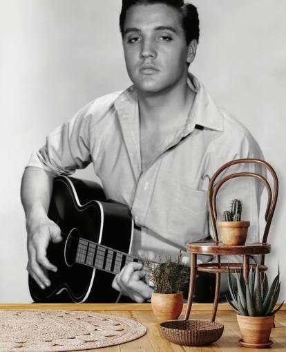 sort og hvid rock and roll tapet vægmaleri kaldet Elvis Presley (Kid Galahad) sort og hvid rock and roll tapet vægmaleri kaldet Elvis Presley (Kid Galahad)