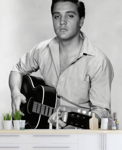 black and white rock and roll wallpaper mural called Elvis Presley (Kid Galahad)