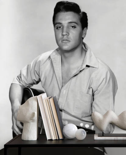 svartvit rock and roll tapet väggmålning som heter Elvis Presley (Kid Galahad)