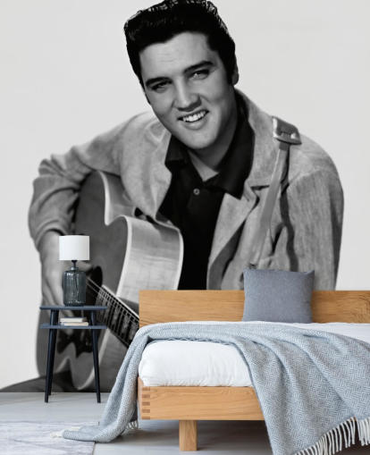 mural de papel de parede de elvis preto e branco chamado Elvis Presley para quartos, escritórios e empresas mural de papel de parede de elvis preto e branco chamado Elvis Presley para quartos, escritórios e empresas