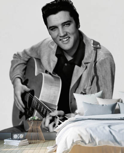 mustavalkoinen Elvis-taustakuvamaalaus nimeltä Elvis Presley makuuhuoneeseen, toimistoihin ja yrityksiin