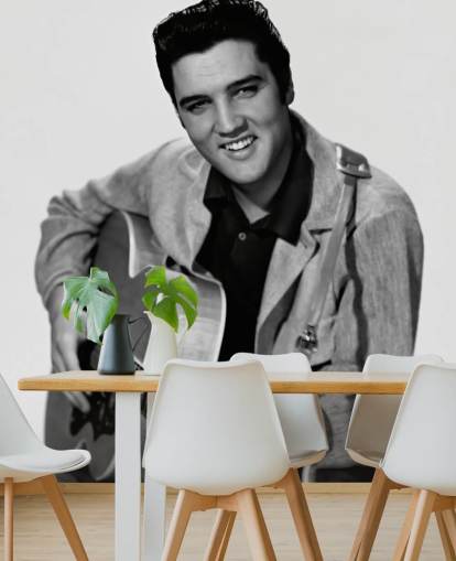 black and white elvis wallpaper mural called Elvis Presley for bedroom, offices and businesses