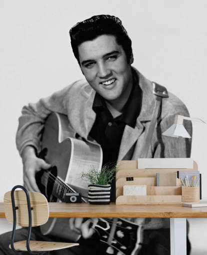 mustavalkoinen Elvis-taustakuvamaalaus nimeltä Elvis Presley makuuhuoneeseen, toimistoihin ja yrityksiin mustavalkoinen Elvis-taustakuvamaalaus nimeltä Elvis Presley makuuhuoneeseen, toimistoihin ja yrityksiin