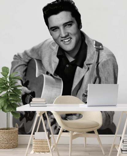 svart og hvitt elvis tapet veggmaleri kalt Elvis Presley for soverom, kontorer og bedrifter svart og hvitt elvis tapet veggmaleri kalt Elvis Presley for soverom, kontorer og bedrifter