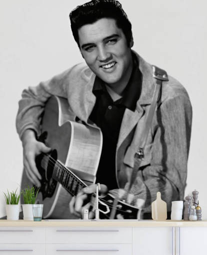 mustavalkoinen Elvis-taustakuvamaalaus nimeltä Elvis Presley makuuhuoneeseen, toimistoihin ja yrityksiin mustavalkoinen Elvis-taustakuvamaalaus nimeltä Elvis Presley makuuhuoneeseen, toimistoihin ja yrityksiin