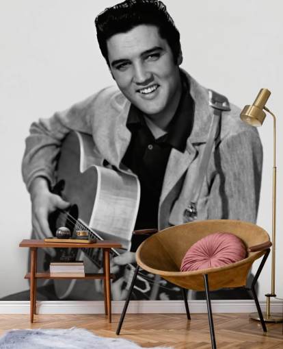 mural de papel de parede de elvis preto e branco chamado Elvis Presley para quartos, escritórios e empresas mural de papel de parede de elvis preto e branco chamado Elvis Presley para quartos, escritórios e empresas
