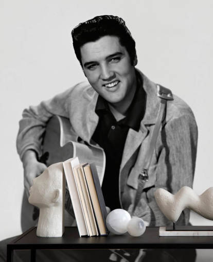 svart og hvitt elvis tapet veggmaleri kalt Elvis Presley for soverom, kontorer og bedrifter