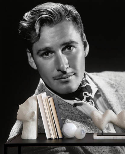 black and white movie star wallpaper mural called Errol Flynn II for bedrooms and home offices