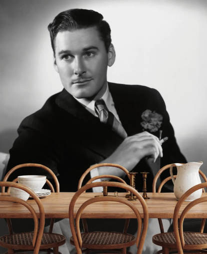mural de papel pintado en blanco y negro de errol flynn para dormitorios, salas de cine y oficinas en casa