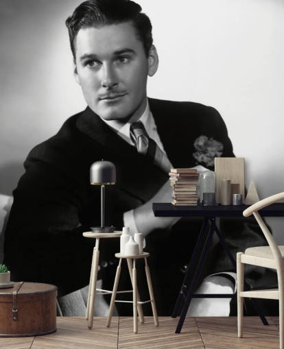 mustavalkoinen errol flynn taustakuvamaalaus makuuhuoneisiin, elokuvateattereihin ja kotitoimistoihin