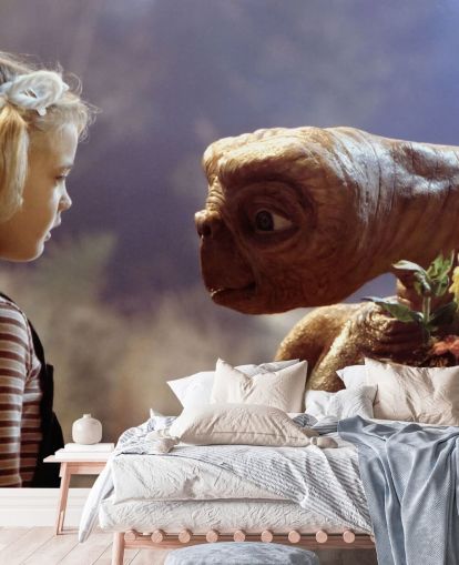 colored ET wallpaper mural called E.T. the Extra-Terrestrial for bedrooms and cinema rooms