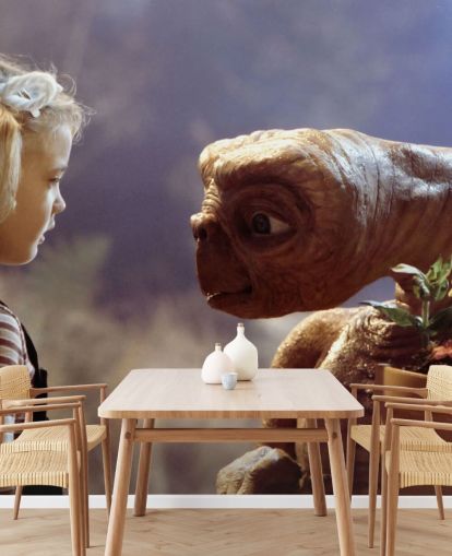 farvet ET tapetmaleri kaldet E.T. the Extra-Terrestrial til soveværelser og biografrum