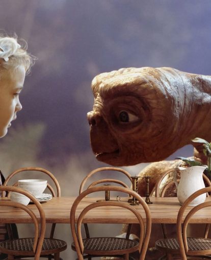 colored ET wallpaper mural called E.T. the Extra-Terrestrial for bedrooms and cinema rooms
