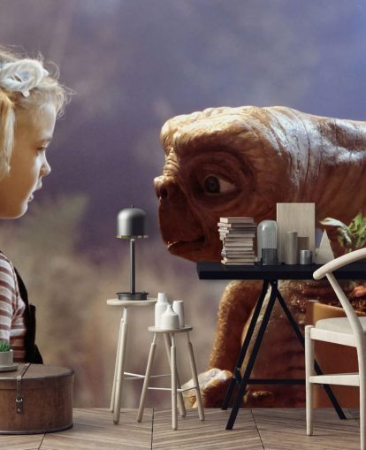 färgad ET tapetväggmålning kallad E.T. the Extra-Terrestrial för sovrum och biografrum färgad ET tapetväggmålning kallad E.T. the Extra-Terrestrial för sovrum och biografrum