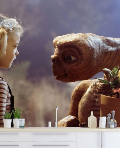 colored ET wallpaper mural called E.T. the Extra-Terrestrial for bedrooms and cinema rooms
