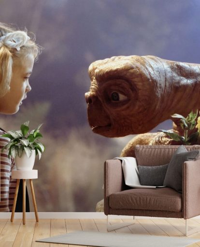 colored ET wallpaper mural called E.T. the Extra-Terrestrial for bedrooms and cinema rooms colored ET wallpaper mural called E.T. the Extra-Terrestrial for bedrooms and cinema rooms