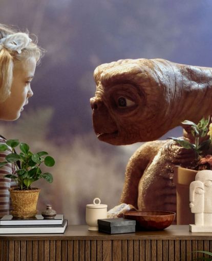 colored ET wallpaper mural called E.T. the Extra-Terrestrial for bedrooms and cinema rooms