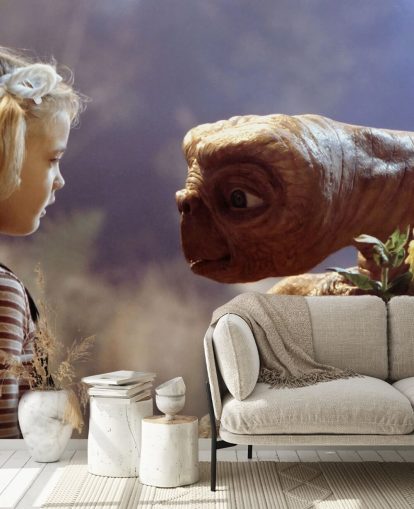 carta da parati murale colorata ET chiamata E.T. the Extra-Terrestrial per camere da letto e sale cinematografiche carta da parati murale colorata ET chiamata E.T. the Extra-Terrestrial per camere da letto e sale cinematografiche