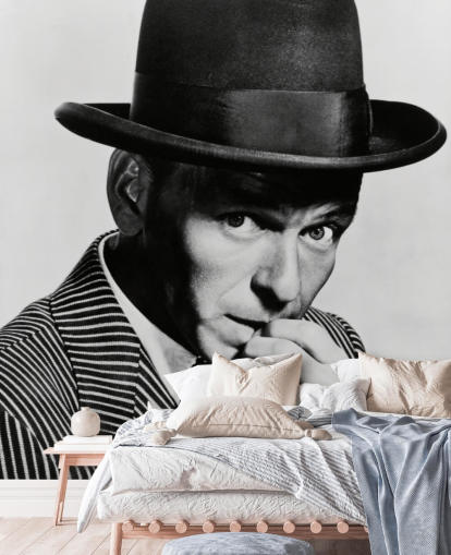 zwart-wit filmbehang Frank Sinatra (Guys and Dolls) voor slaapkamers, woonkamers en meer
