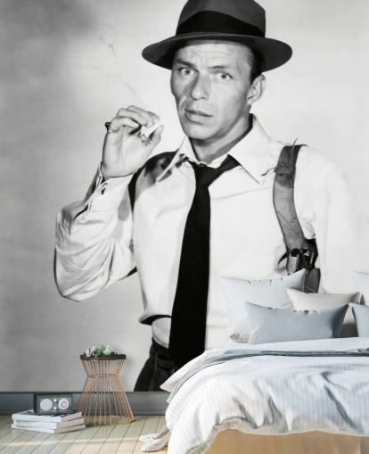 papier peint mural noir et blanc de Frank Sinatra appelé Frank Sinatra (Suddenly)