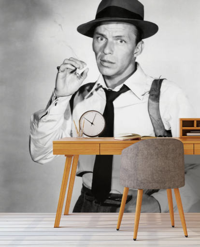 mural de papel de parede preto e branco de Frank Sinatra chamado Frank Sinatra (De repente)