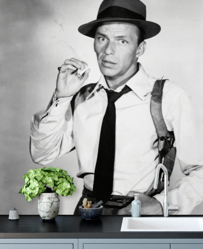 svartvit frank sinatra tapetväggmålning som heter Frank Sinatra (Plötsligt)