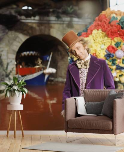 färgglad willy wonka tapetväggmålning som heter Gene Wilder (Willy Wonka & Chocolate Factory) för sovrum och hemmakontor