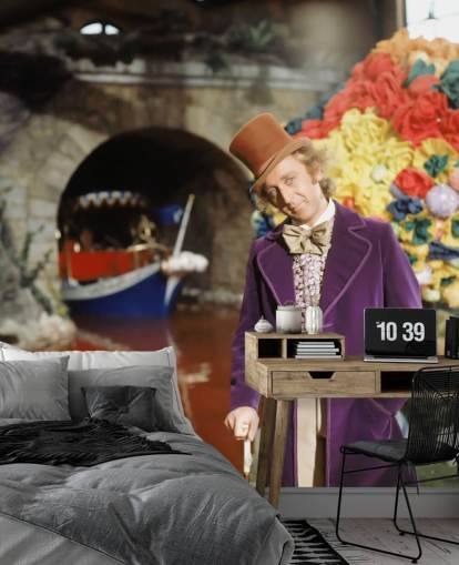 kleurrijke willy wonka muurschildering genaamd Gene Wilder (Willy Wonka & the Chocolate Factory) voor slaapkamers en kantoren aan huis