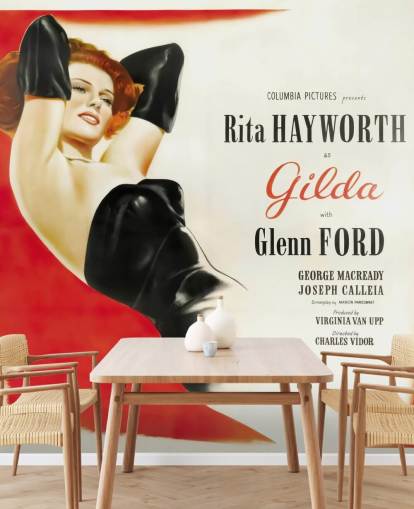 Filmplakat-Tapetenwandbild namens Gilda Poster für Schlafzimmer, Kinoräume und Wohnzimmer Filmplakat-Tapetenwandbild namens Gilda Poster für Schlafzimmer, Kinoräume und Wohnzimmer